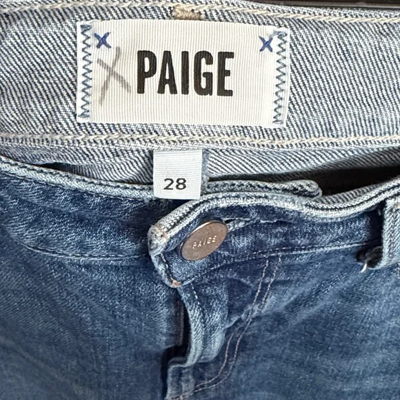PAIGE Colette Crop Flare Jeans Blaine Destructed Medium Wash Distress 28 - Picture 4 of 6